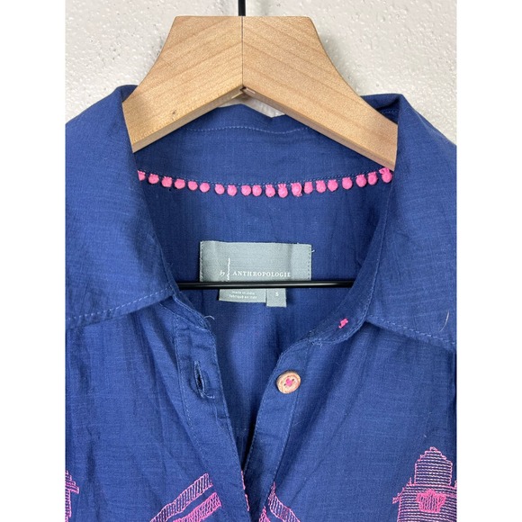 Anthropologie Embroidered Relaxed Button Down Shirt - Picture 7 of 11